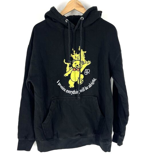 AJR Hoodie Size XL Black Flaming Dancing Bear Graphic 2021 Tour Sweatshirt - Picture 1 of 6